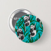 Badge Rond 5 Cm Petits panda turquoise (Devant & derrière)