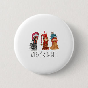 Badge Rond 5 Cm Petits poulets Noël Ferme de Noël Animaux Funn