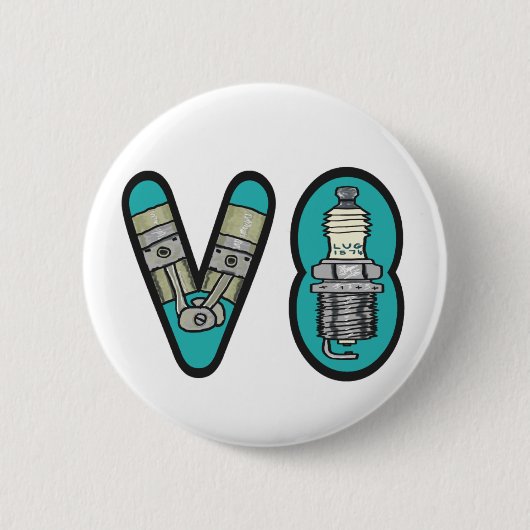 Badge Rond 5 Cm Pétrolhead V8 Voiture passionné (Devant)