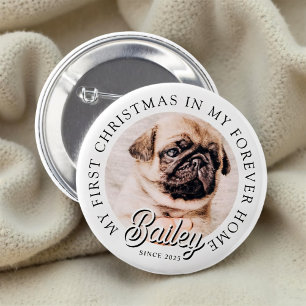 Badge Rond 5 Cm Pet's My First Christmas In Forever Home Modern