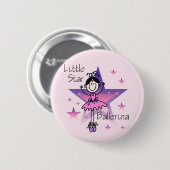 Badge Rond 5 Cm Peu de cheveux Ballerine-Noirs d'étoile (Devant & derrière)