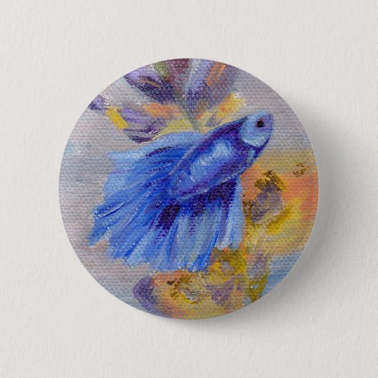 Badge Rond 5 Cm Peu de poissons bleus de Betta (Devant)