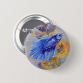 Badge Rond 5 Cm Peu de poissons bleus de Betta (Devant & derrière)