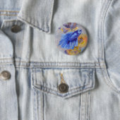 Badge Rond 5 Cm Peu de poissons bleus de Betta (En situation)