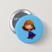 Badge Rond 5 Cm Peu de princesse de brune (Devant & derrière)