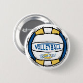 Badge Rond 5 Cm Peut-on creuser son volley-ball Blue Gold ? (Devant & derrière)