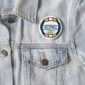Badge Rond 5 Cm Peut-on creuser son volley-ball Blue Gold ? (En situation)