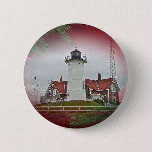 Badge Rond 5 Cm Phare de Christmas Nobska Point