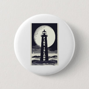 Badge Rond 5 Cm Phare de Fire Island New York Lune