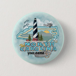 Badge Rond 5 Cm Phare de la Caroline du Nord