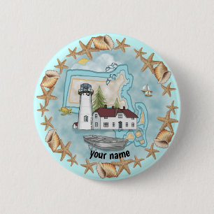 Badge Rond 5 Cm Phare de Massachusetts Shells