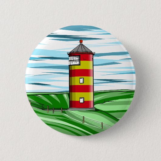 Badge Rond 5 Cm Phare de Pilsum Lighthouse (Devant)