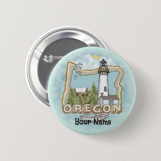 Badge Rond 5 Cm Phare d'Oregon (Devant & derrière)