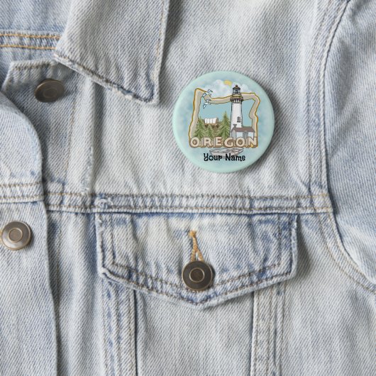 Badge Rond 5 Cm Phare d'Oregon (En situation)