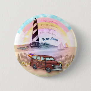 Badge Rond 5 Cm Phare Stormy Rainbow