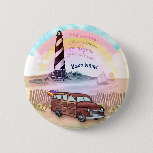 Badge Rond 5 Cm Phare Stormy Rainbow (Devant)