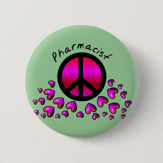 Badge Rond 5 Cm Pharmacien Peace & Hearts Design Cadeaux (Devant)