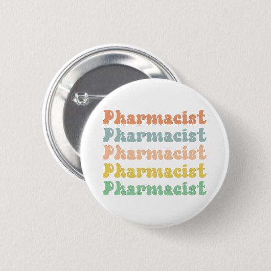 Badge Rond 5 Cm Pharmacist Retro Groovy Pharmacy (Devant & derrière)