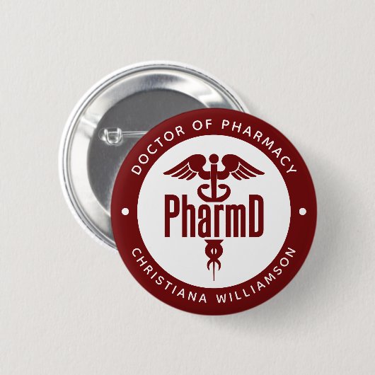 Badge Rond 5 Cm PharmD Docteur en pharmacie Pharmacy Graduation Ph (Devant & derrière)