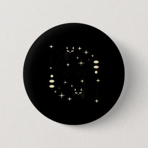 Badge Rond 5 Cm Phases de Lune Sorcière Chat Céleste Art de Chat N