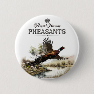 Badge Rond 5 Cm Phéasants, Chasse royale