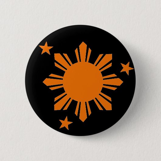 Badge Rond 5 Cm Philippin orange Sun/bouton d'étoiles (Devant)