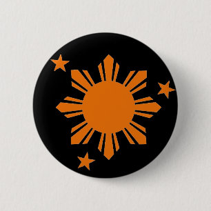 Badge Rond 5 Cm Philippin orange Sun/bouton d'étoiles