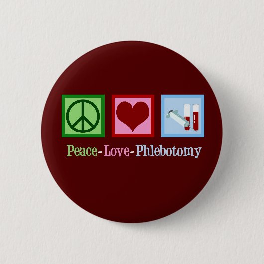 Badge Rond 5 Cm Phlebotomie Peace Love (Devant)