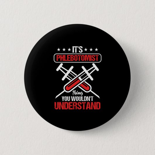 Badge Rond 5 Cm Phlebotomiste Chose Phlebotomie Syringe Sang Cadea (Devant)