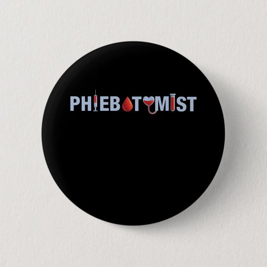 Badge Rond 5 Cm Phlebotomiste Sang Phlebotomie Syringe Médecine Gi (Devant)