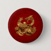 Badge Rond 5 Cm Phoenix et Dragon en rouge (Devant)