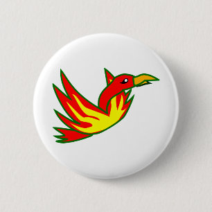 Badge Rond 5 Cm Phoenix Oiseau De Feu Mythique Flamme Oiseau De Fe