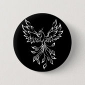 Badge Rond 5 Cm Phoenix se lève sur le noir (Devant)