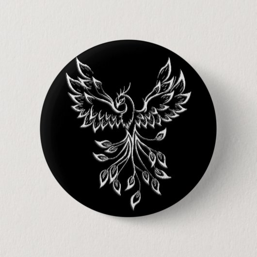 Badge Rond 5 Cm Phoenix se lève sur le noir (Devant)