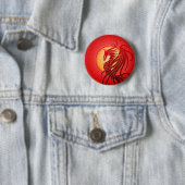 Badge Rond 5 Cm Phoenix tribal rouge (En situation)