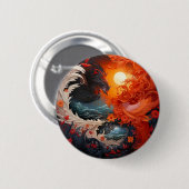 Badge Rond 5 Cm Phoenix Wave Yin Yang Martial Arts (Devant & derrière)