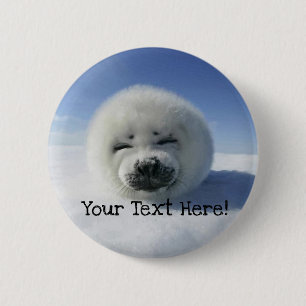 Badge Rond 5 Cm Phoque à la harpe mignon