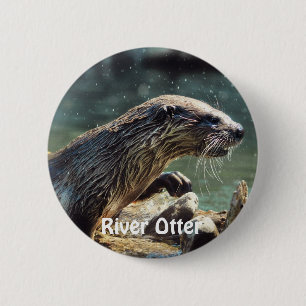 Badge Rond 5 Cm Photo animalière de River Otter Animal-lover