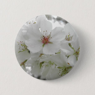 Badge Rond 5 Cm Photo blanche de fleurs de cerisier