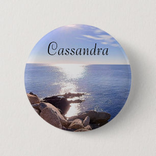 Badge Rond 5 Cm Photo Blue Ocean Nom personnalisé
