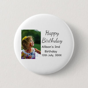 Badge Rond 5 Cm Photo classique moderne ajouter nom date heureux