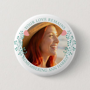 Badge Rond 5 Cm Photo commémoratif Fleurs roses et sarcelles