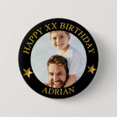 Badge Rond 5 Cm Photo d'anniversaire et nom d'âge personnalisés Go (Devant)