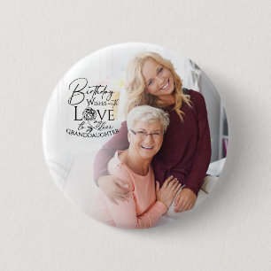 Badge Rond 5 Cm Photo d'anniversaire minimaliste avec calligraphie