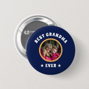 Badge Rond 5 Cm Photo de famille personnalisée de la meilleure gra