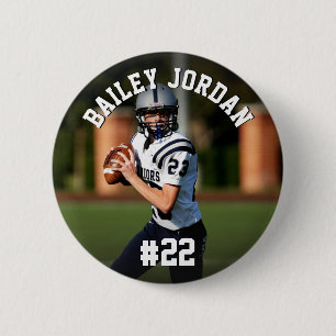 Badge Rond 5 Cm Photo de football avec nom et numéro de maillot pe