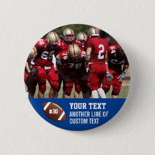 Badge Rond 5 Cm Photo de football personnalisé Nom et numéro Pin