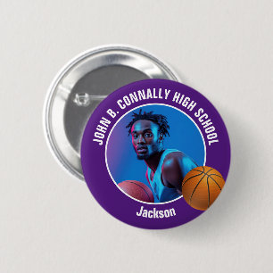 Badge Rond 5 Cm Photo de joueur de basket-ball violet Esprit de ly
