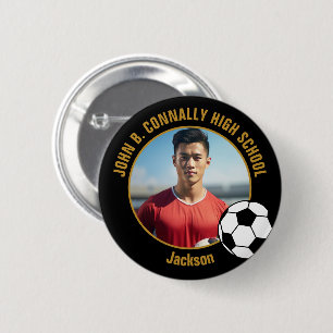 Badge Rond 5 Cm Photo de joueur de football Lycée Or Noir