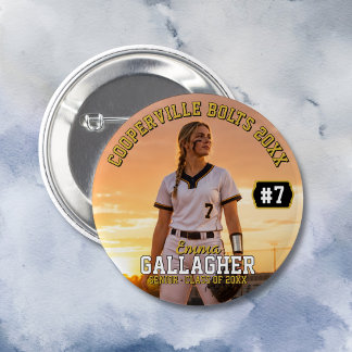 Badge Rond 5 Cm Photo de joueur de softball personnalisé